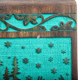 INTAJ Wooden Cremation Urn for Human Ashes, Adult Deer Rosewood Pet Urns for Dogs Ashes, Deer Carved Funeral Urn Hand-Crafted (XS - 5Hx3W (20 Cu/in), Custom Teal Green)
