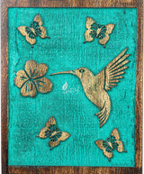 INTAJ Wooden Cremation Urn for Human Ashes, Adult Custom Rosewood Humming Bird Funeral Urn, Hand-Crafted (Teal Green, Medium - 9.5Hx5.5W, 180 Cu/In)