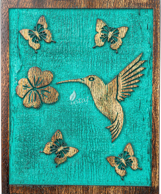 INTAJ Wooden Cremation Urn for Human Ashes, Adult Custom Rosewood Humming Bird Funeral Urn, Hand-Crafted (Teal Green, Medium - 9.5Hx5.5W, 180 Cu/In)