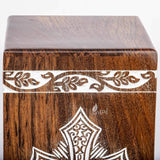 Handcarved Wooden Cremation Urn – Grace and Mercy Cross Design – Suitable for Adult Men & Women, Mom & Dad – 115 Cu/in Capacity