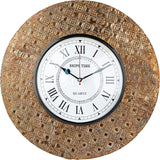 Wall Clock, Silent Non-Ticking Decorative Battery Operated Wall Clock for Living Room Home Office School, Round Home Decor Wall Clock (Universal - 14-8", Rustic Gold)