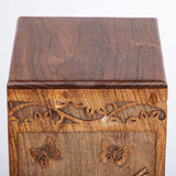INTAJ Wooden Cremation Urn for Human Ashes, Adult INTAJ Rosewood Urn for Ashes, Humming Bird Funeral Cremation Urn Hand-Crafted (White Butterfly Birds, Large - 11.25Hx6.25W (250 Cu/in))