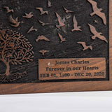 INTAJ Cremation Urn for Human Ashes Adult Male Female - Tree of Life Wooden Box Urn for Ashes - Handmade Decorative Funeral Urn (Customised Tree Birds, XL (11x7.5x6) 340 Cu/in)