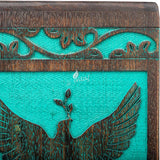 INTAJ Handmade Rosewood Urn for Human Ashes, Peaceful Bird Wooden Urns for Ashes Hand-Crafted, Funeral Cremation Urn, Pet Dog Urns for Ashes (Teal Gree, XS - 5Hx3W (20 Cu/in))