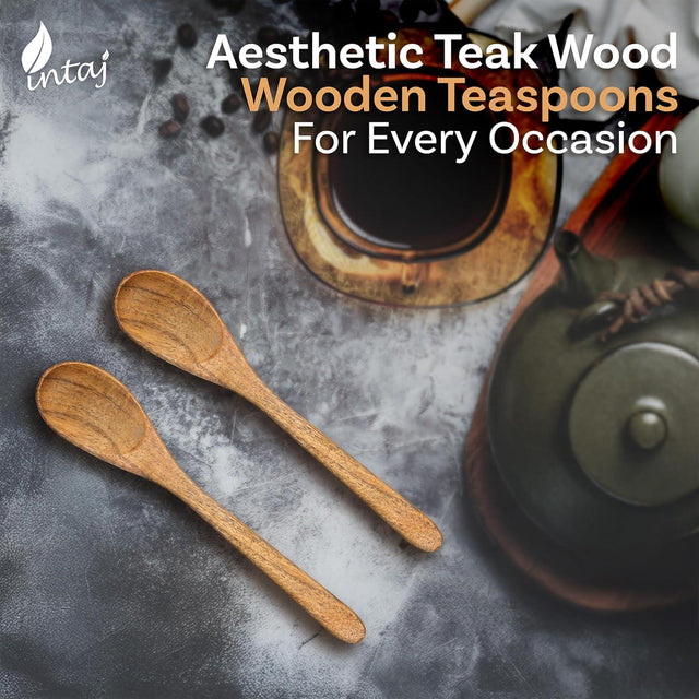 Handcrafted Wooden Spoons – 12-Piece Set, 5-Inch Honey Spoons for Tea and Coffee – Tiny Hardwood Spoons for Stirring – Eco-Friendly Bamboo Utensils Set